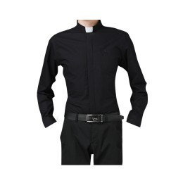 SKPT022  訂購聖服 基督教服飾 長牧師襯衫 純棉修身男款襯衣  牧師襯衫專門店  黑色香港現貨   SKPT022  訂購聖服 基督教服飾 長牧師襯衫 純棉修身男款襯衣  牧師襯衫專門店  黑色香港現貨